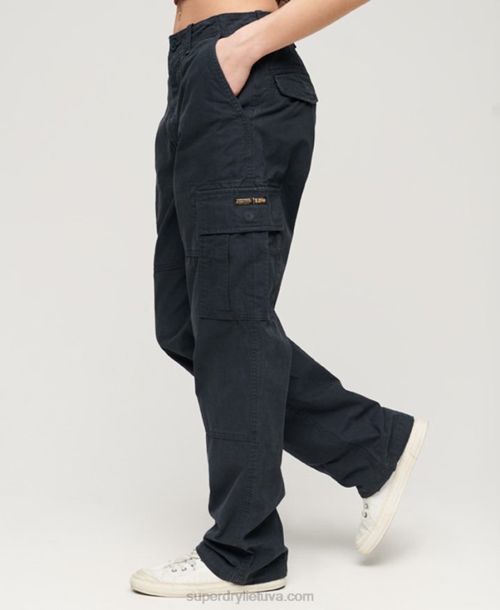 Superdry Organic Cotton Baggy Cargo Pants Navy Women