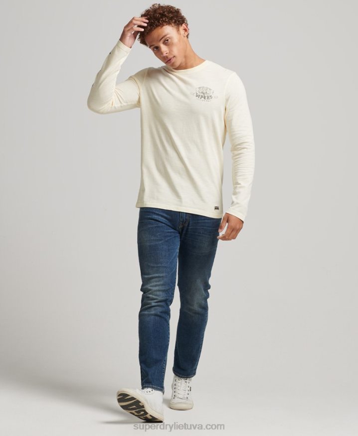 Superdry Organic Cotton Blackout Long Sleeve Top Cream Men