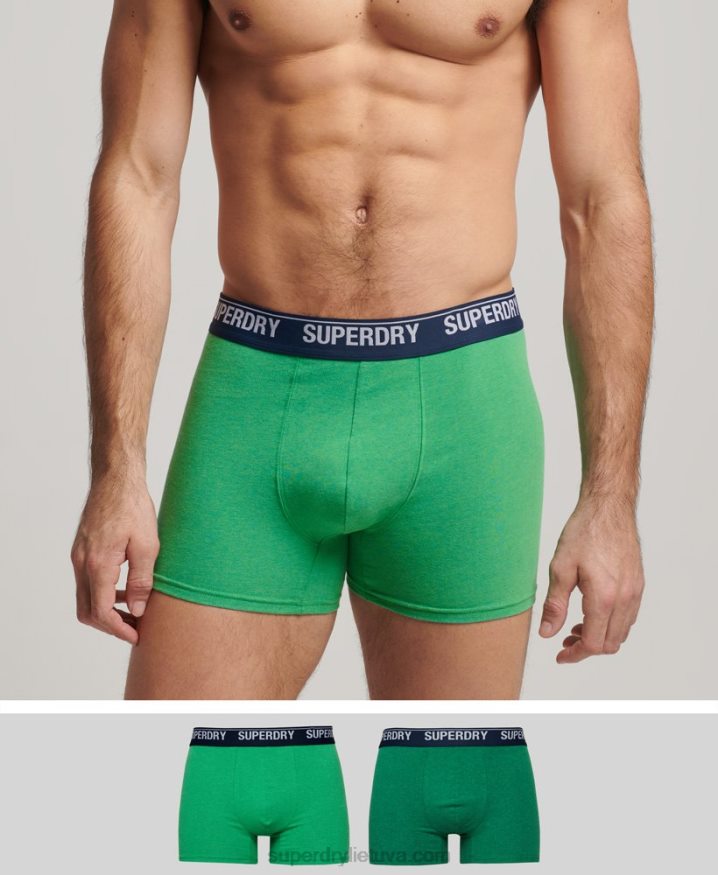 Superdry Organic Cotton Boxer Double Pack Green Men