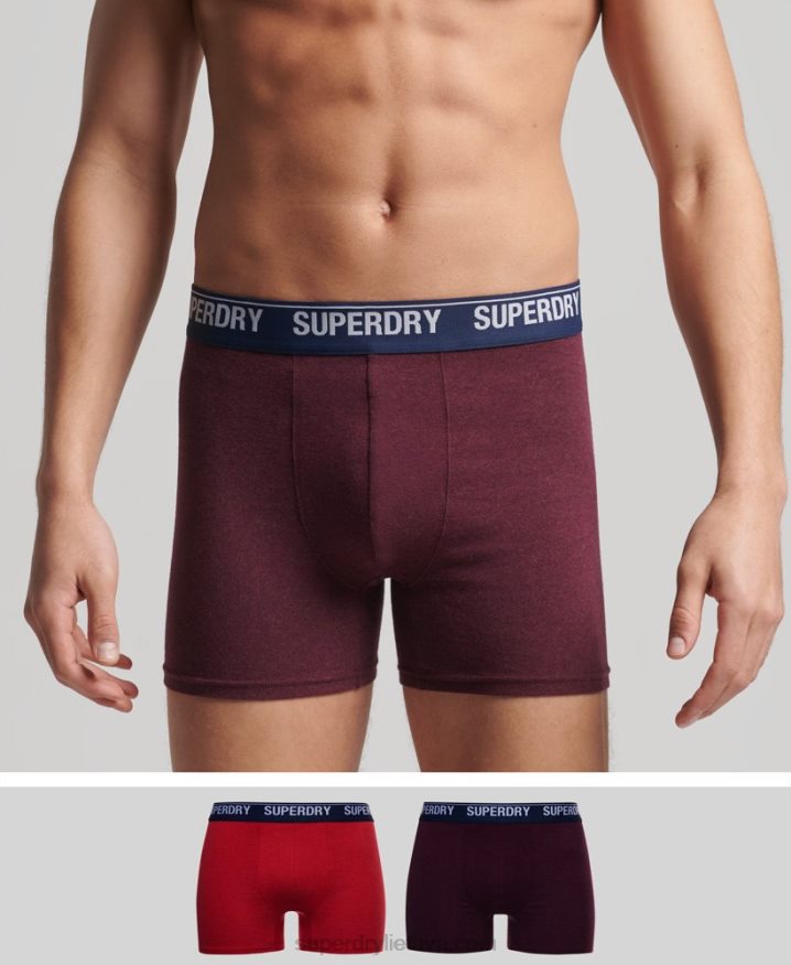 Superdry Organic Cotton Boxer Double Pack Red Men