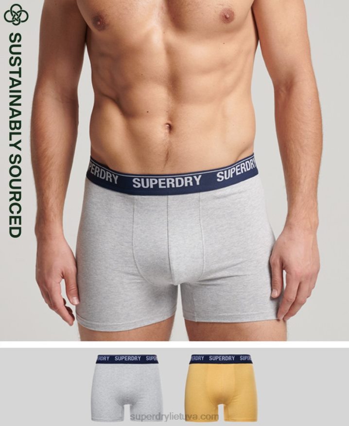 Superdry Organic Cotton Boxer Double Pack Yellow Men