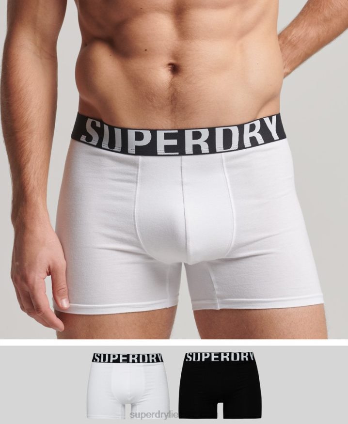 Superdry Organic Cotton Boxer Dual Logo Double Pack Black Men