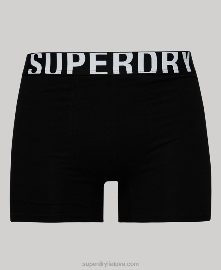 Superdry Organic Cotton Boxer Dual Logo Double Pack Black Men