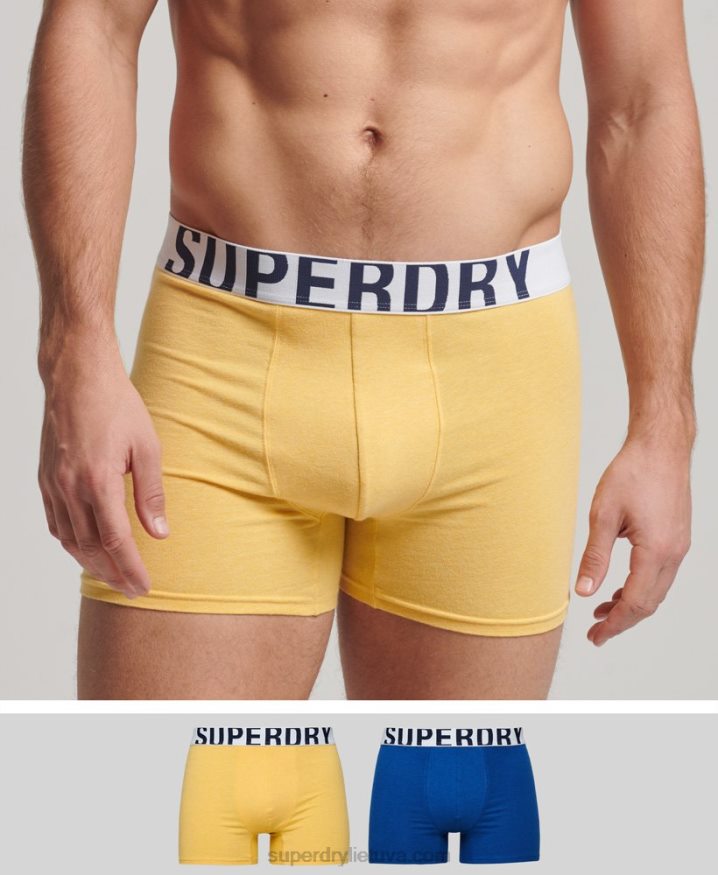 Superdry Organic Cotton Boxer Dual Logo Double Pack Blue Men