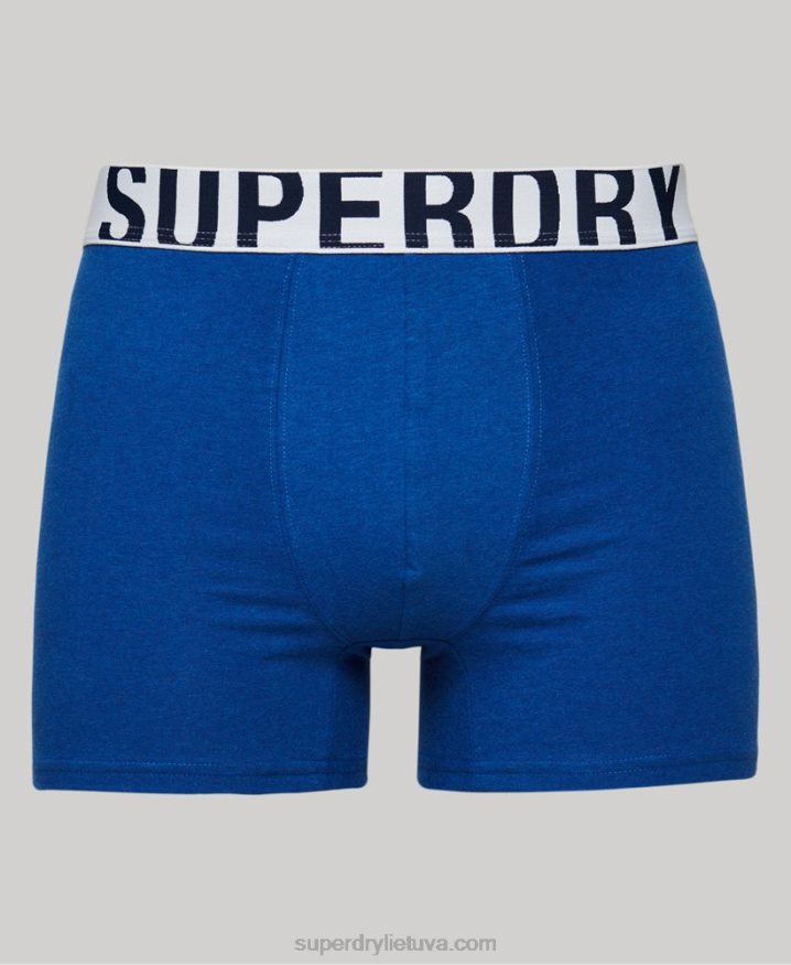 Superdry Organic Cotton Boxer Dual Logo Double Pack Blue Men