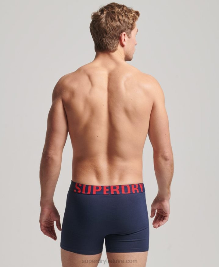 Superdry Organic Cotton Boxer Dual Logo Double Pack Navy Men