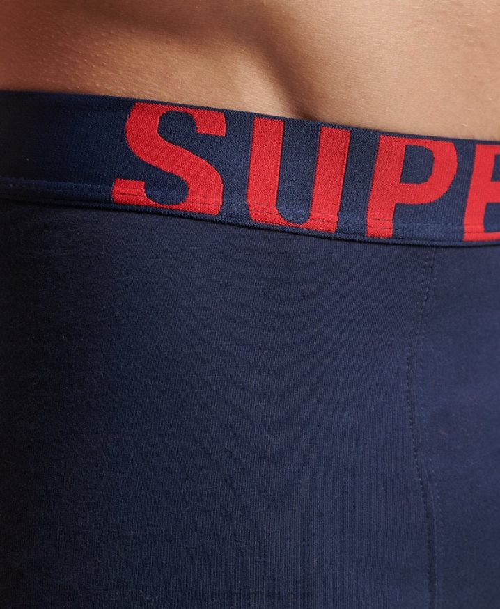 Superdry Organic Cotton Boxer Dual Logo Double Pack Navy Men