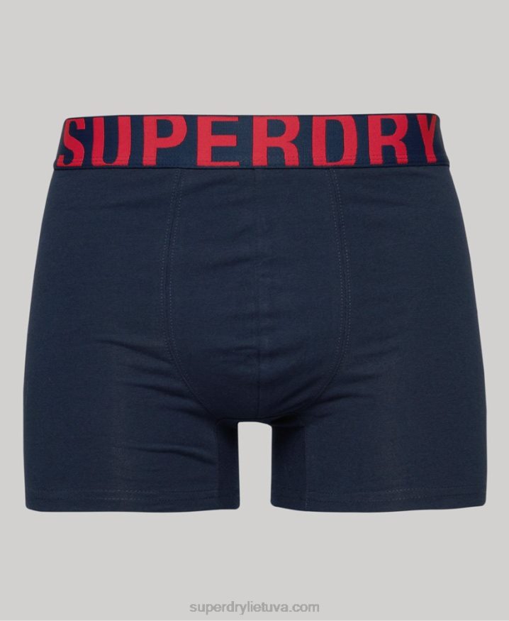 Superdry Organic Cotton Boxer Dual Logo Double Pack Navy Men