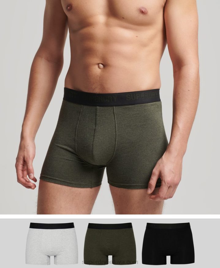 Superdry Organic Cotton Boxer Multi Triple Pack Black Men