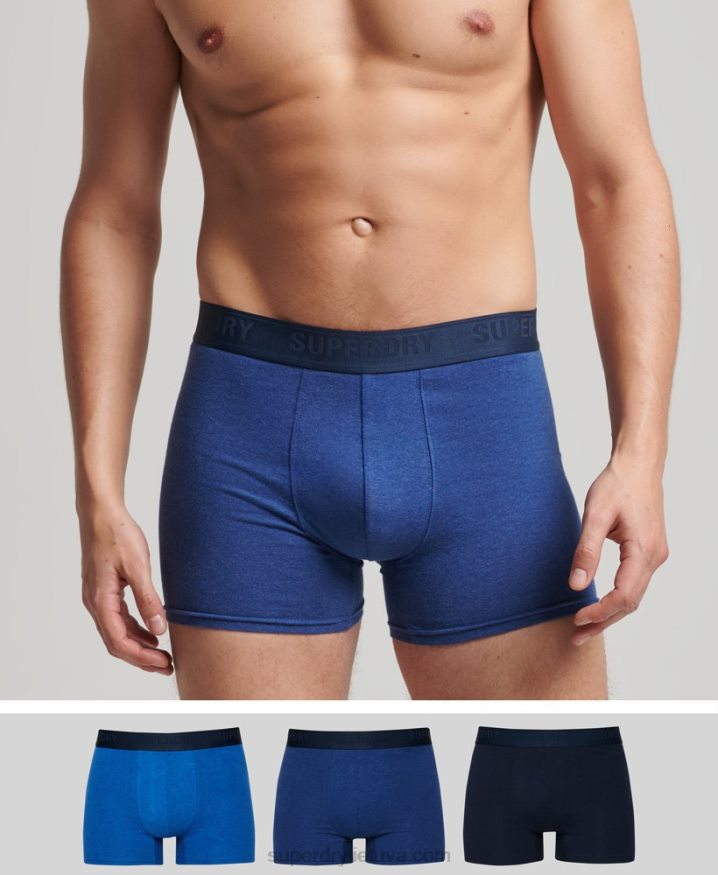 Superdry Organic Cotton Boxer Multi Triple Pack Blue Men