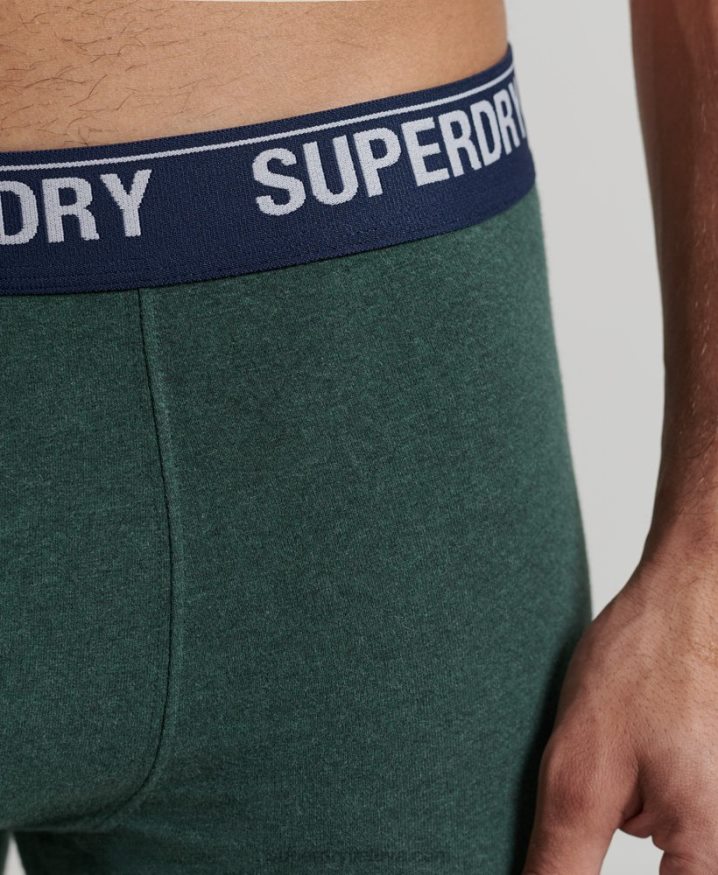 Superdry Organic Cotton Boxers Triple Pack Green Men