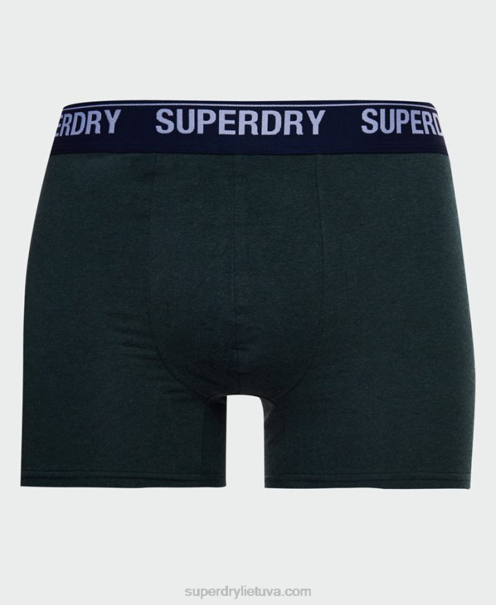 Superdry Organic Cotton Boxers Triple Pack Green Men