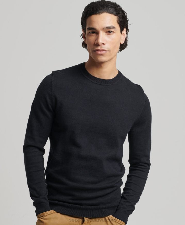 Superdry Organic Cotton Cashmere Crew Jumper Black Men