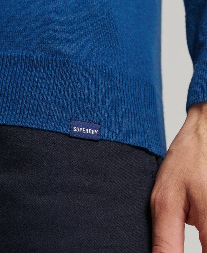 Superdry Organic Cotton Cashmere Crew Jumper Blue Men