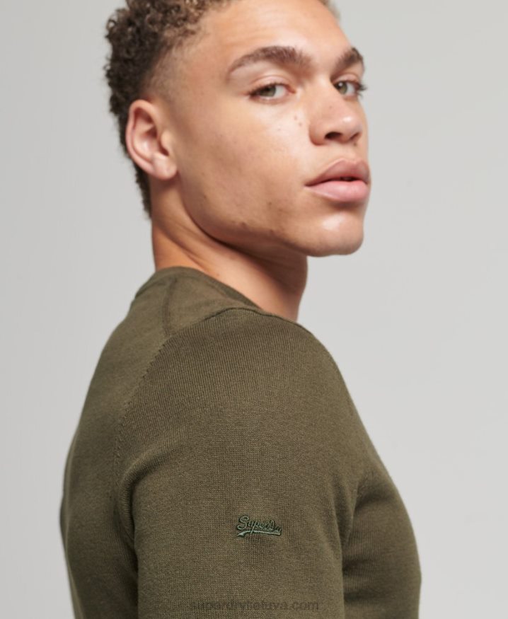 Superdry Organic Cotton Cashmere Crew Jumper Green Men