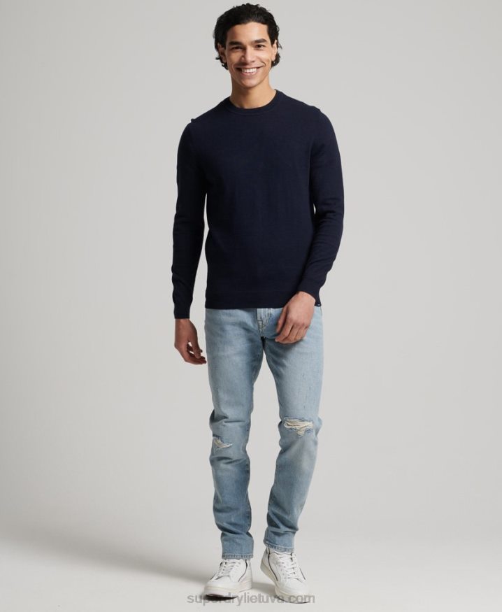 Superdry Organic Cotton Cashmere Crew Jumper Navy Men