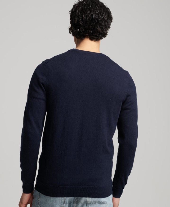 Superdry Organic Cotton Cashmere Crew Jumper Navy Men