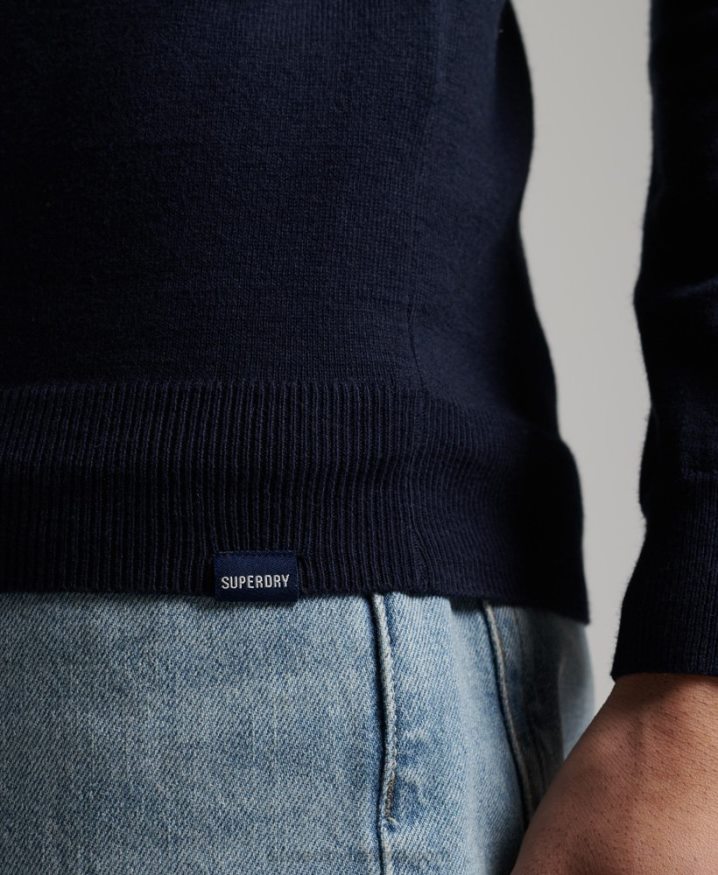 Superdry Organic Cotton Cashmere Crew Jumper Navy Men