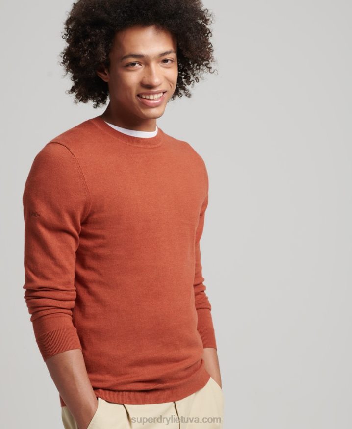 Superdry Organic Cotton Cashmere Crew Jumper Orange Men