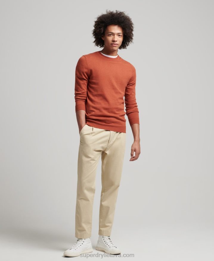 Superdry Organic Cotton Cashmere Crew Jumper Orange Men