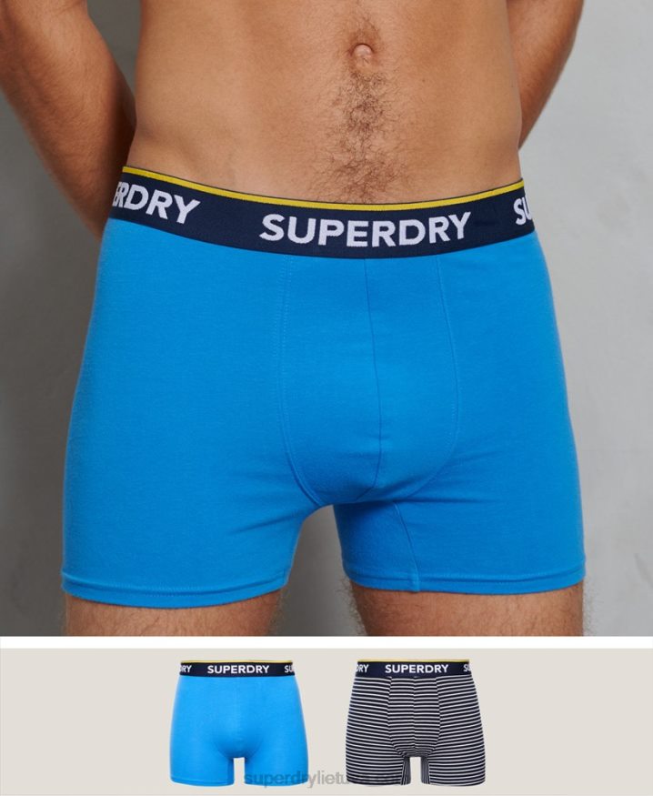 Superdry Organic Cotton Classic Boxer Double Pack Blue Men