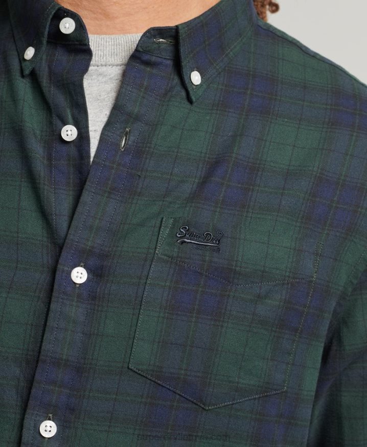 Superdry Organic Cotton Classic London Button Down Shirt Green Men