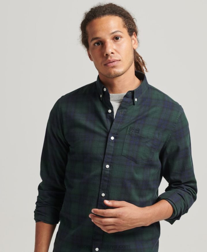 Superdry Organic Cotton Classic London Button Down Shirt Green Men