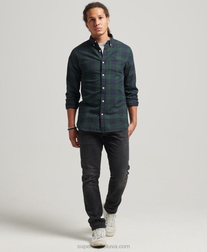 Superdry Organic Cotton Classic London Button Down Shirt Green Men