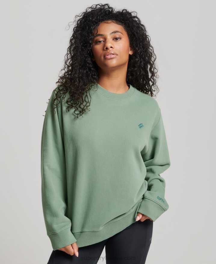 Superdry Organic Cotton Core Crew Sweatshirt Green Women