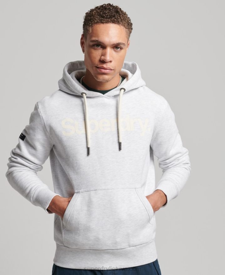 Superdry Organic Cotton Core Logo Graphic Hoodie Light Grey Men