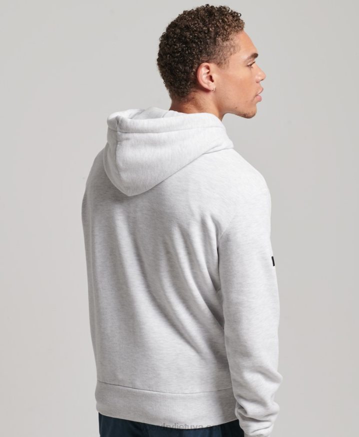 Superdry Organic Cotton Core Logo Graphic Hoodie Light Grey Men