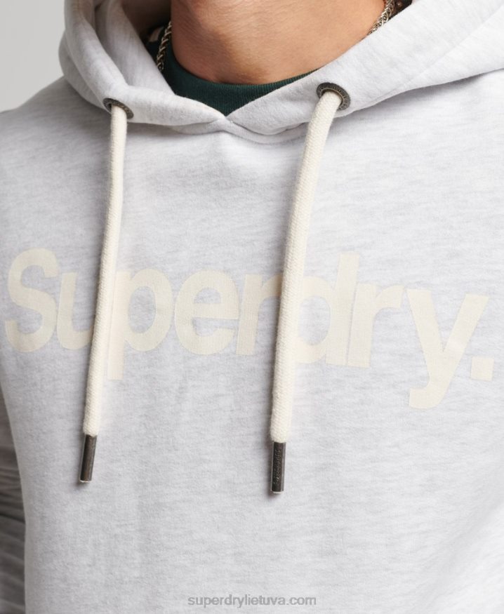 Superdry Organic Cotton Core Logo Graphic Hoodie Light Grey Men