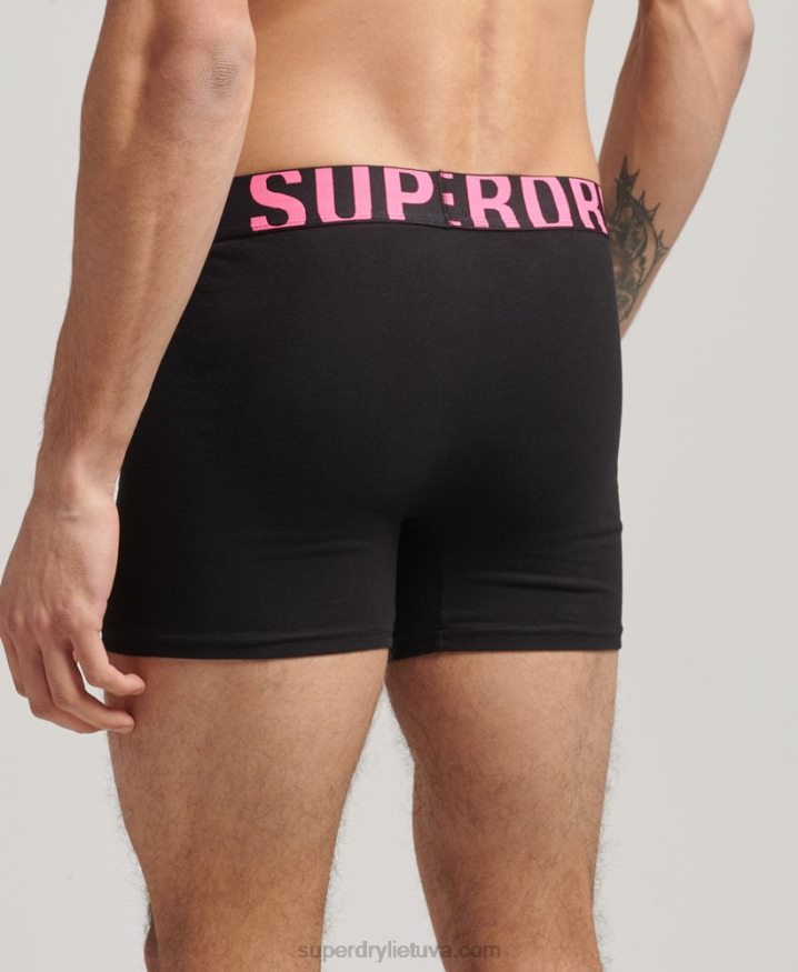 Superdry Organic Cotton Dual Logo Boxers Double Pack Black Men