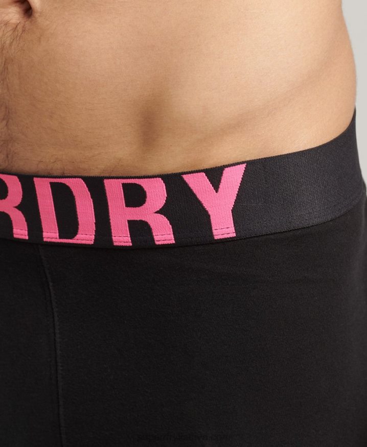 Superdry Organic Cotton Dual Logo Boxers Double Pack Black Men