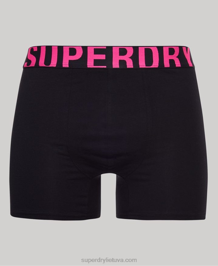 Superdry Organic Cotton Dual Logo Boxers Double Pack Black Men