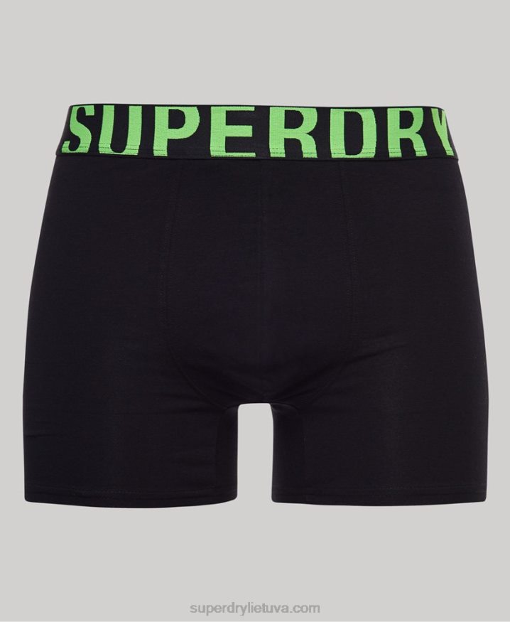 Superdry Organic Cotton Dual Logo Boxers Double Pack Black Men