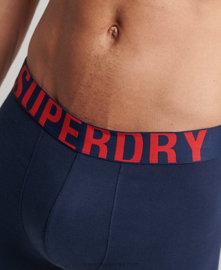 Superdry Organic Cotton Dual Logo Boxers Double Pack Navy Men