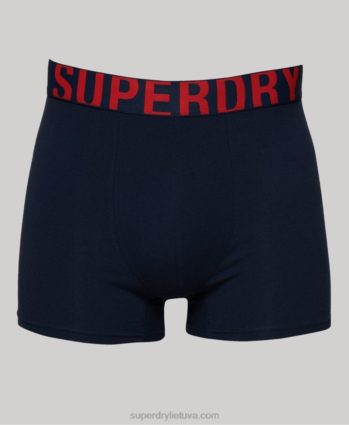 Superdry Organic Cotton Dual Logo Boxers Double Pack Navy Men