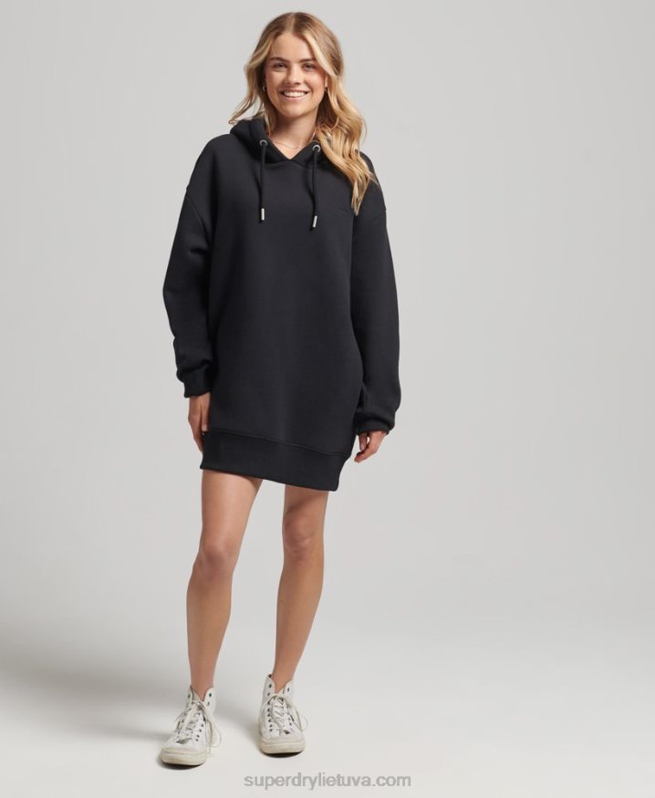 Superdry Organic Cotton Embroidered Logo Sweat Dress Black Women