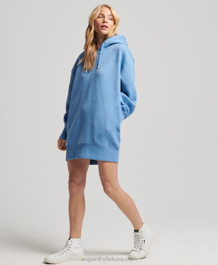 Superdry Organic Cotton Embroidered Logo Sweat Dress Blue Women