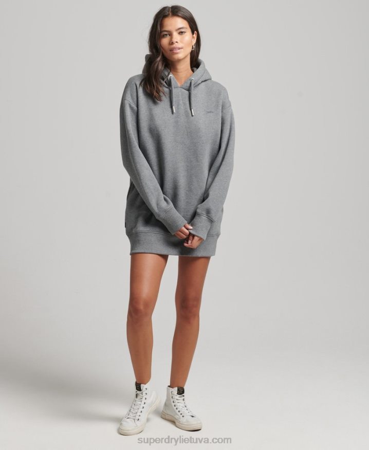 Superdry Organic Cotton Embroidered Logo Sweat Dress Grey Women