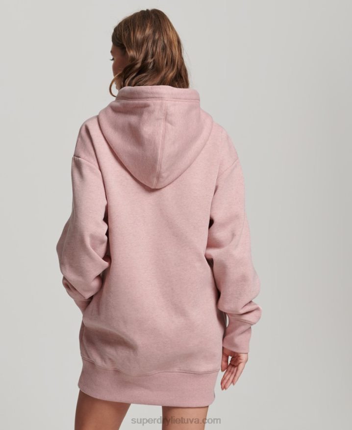 Superdry Organic Cotton Embroidered Logo Sweat Dress Pink Women