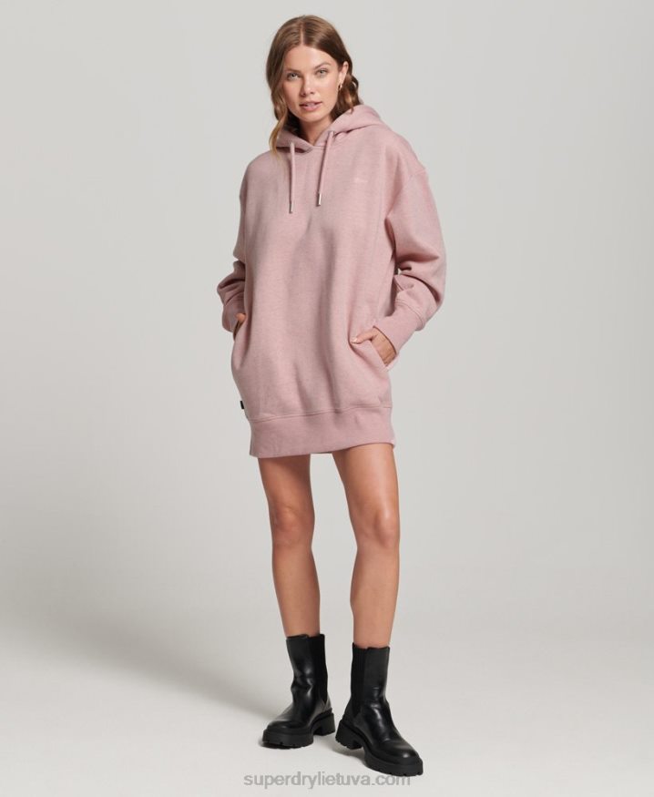 Superdry Organic Cotton Embroidered Logo Sweat Dress Pink Women