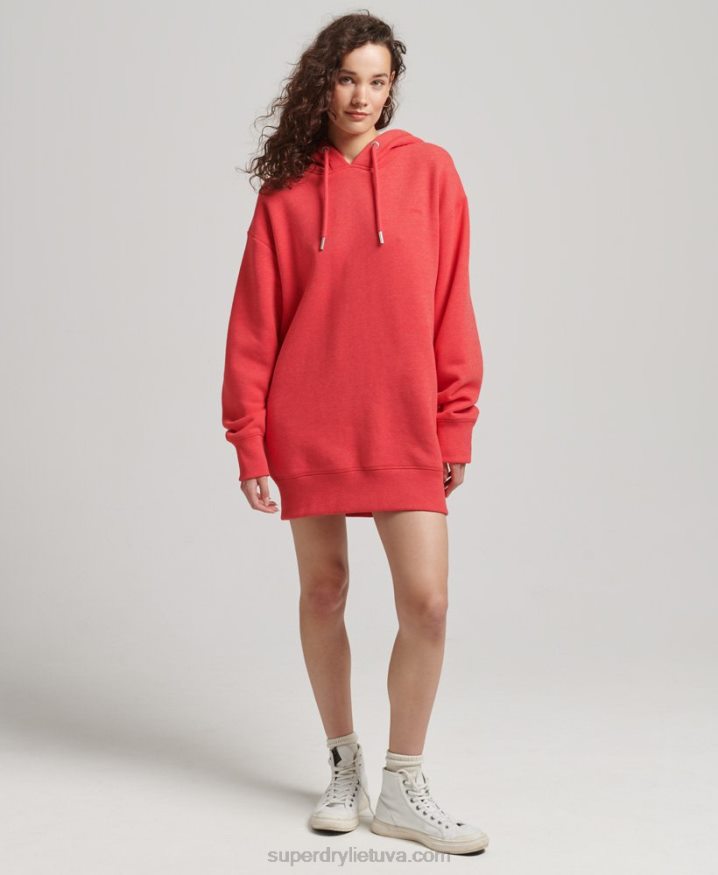 Superdry Organic Cotton Embroidered Logo Sweat Dress Red Women