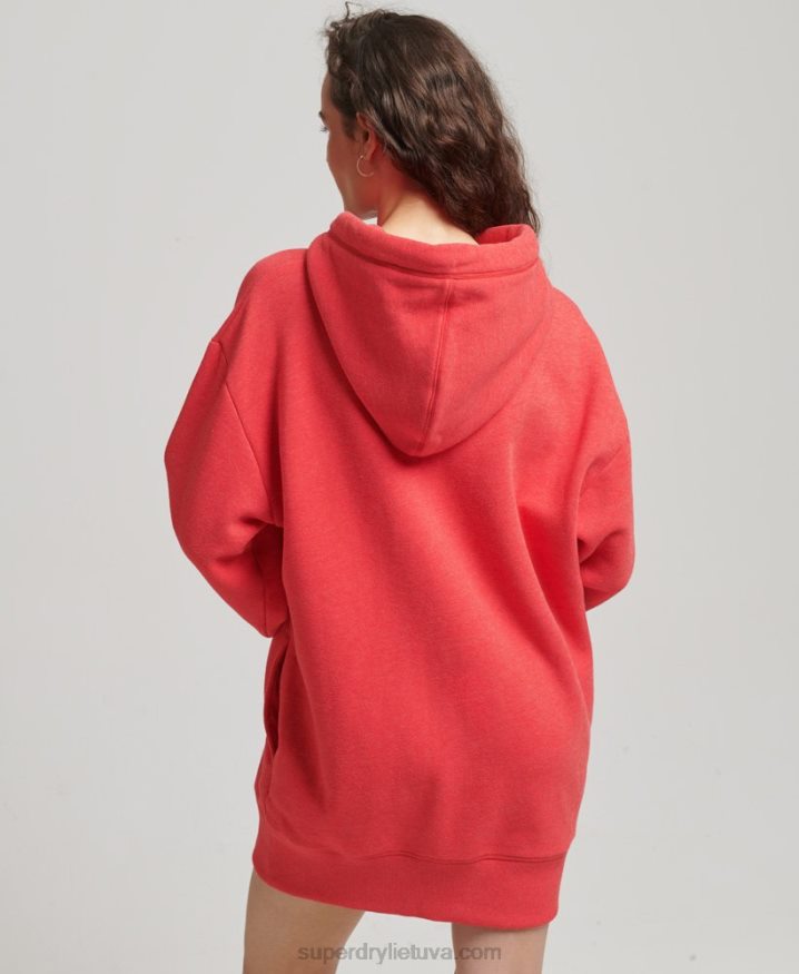 Superdry Organic Cotton Embroidered Logo Sweat Dress Red Women