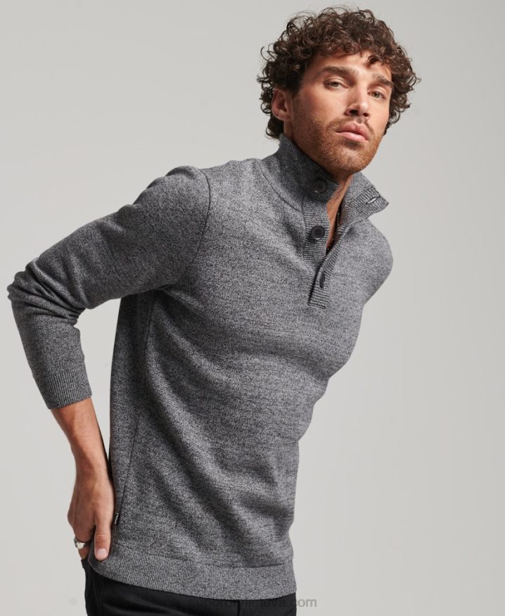 Superdry Organic Cotton Essential Henley Top Grey Men