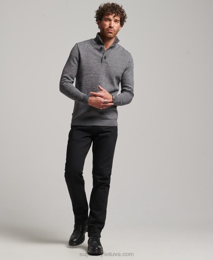 Superdry Organic Cotton Essential Henley Top Grey Men