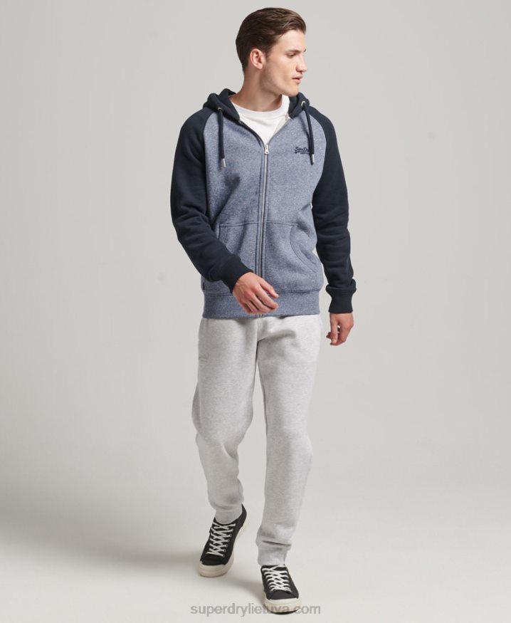 Superdry Organic Cotton Essential Logo Baseball Zip Hoodie Blue Men