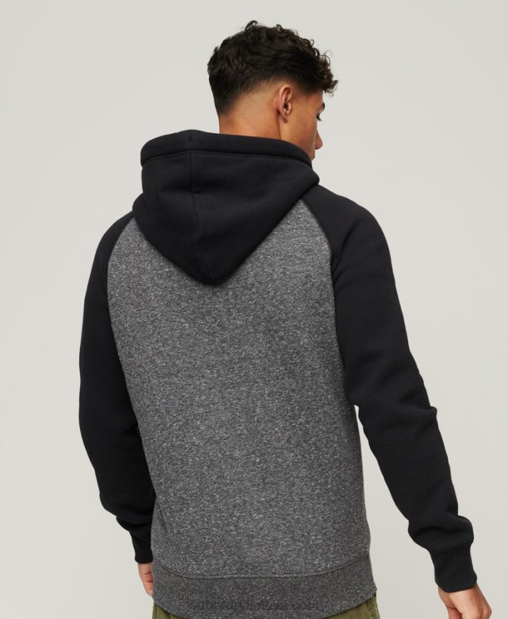 Superdry Organic Cotton Essential Logo Baseball Zip Hoodie Dark Grey Men