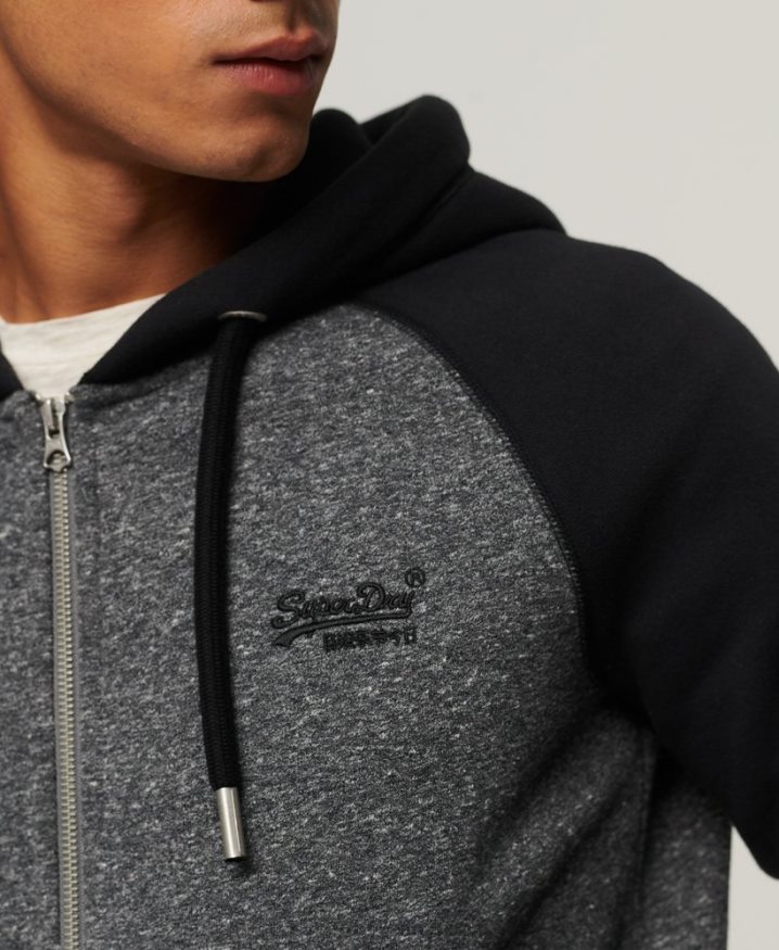 Superdry Organic Cotton Essential Logo Baseball Zip Hoodie Dark Grey Men